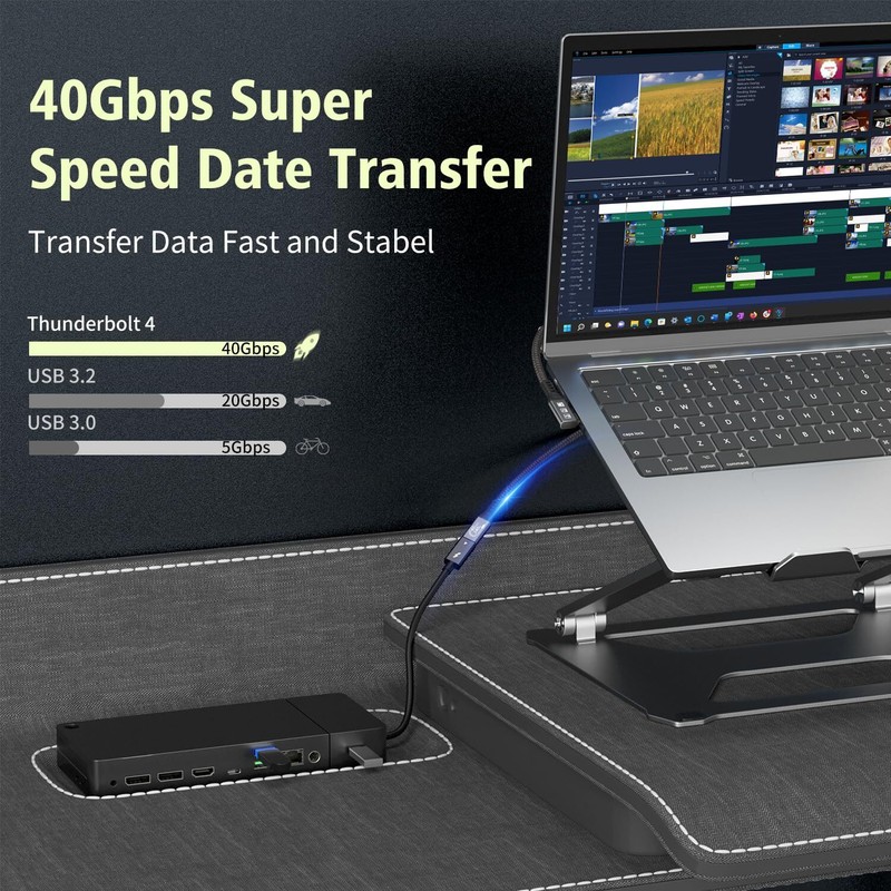 USB4 Thunderbolt 4 USB-C Extension Cable 240W 40Gbps 8K 60Hz PD3.1 Dock gallery