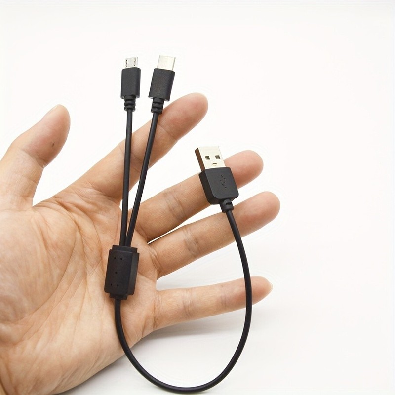 2pcs 19.69inch Type-C & Micro USB to Micro USB Charging Cables - Durable PVC, Ma gallery