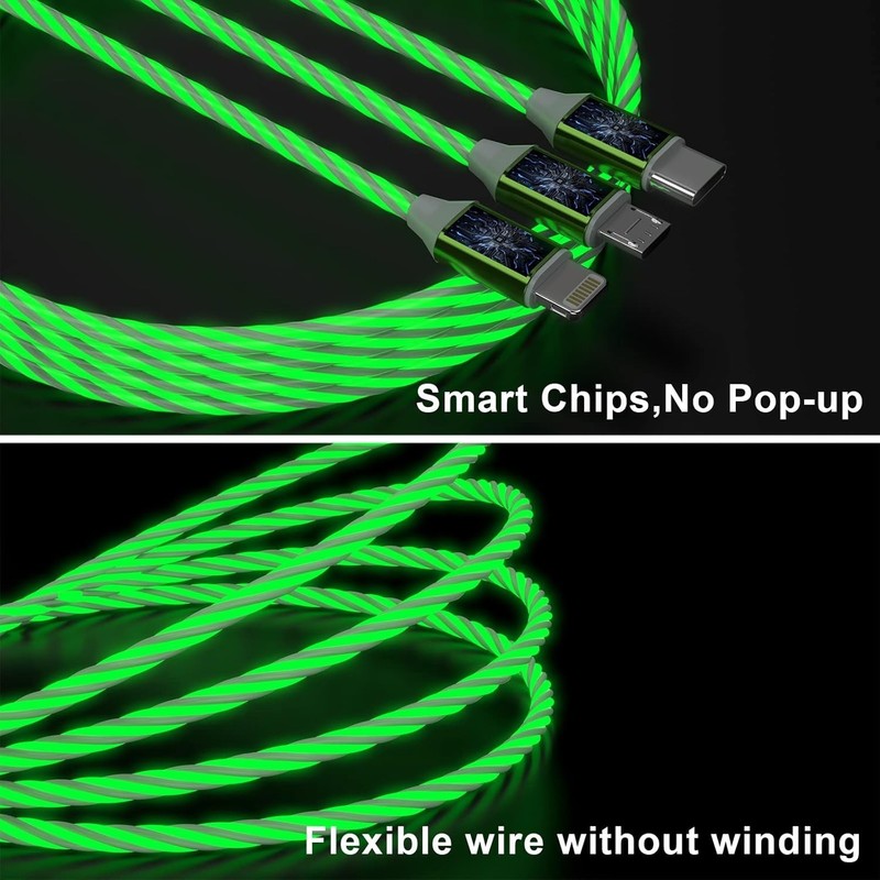 3-in-1 Multi USB Universal Flowing LED Light Up Phone Charge Cable， gallery