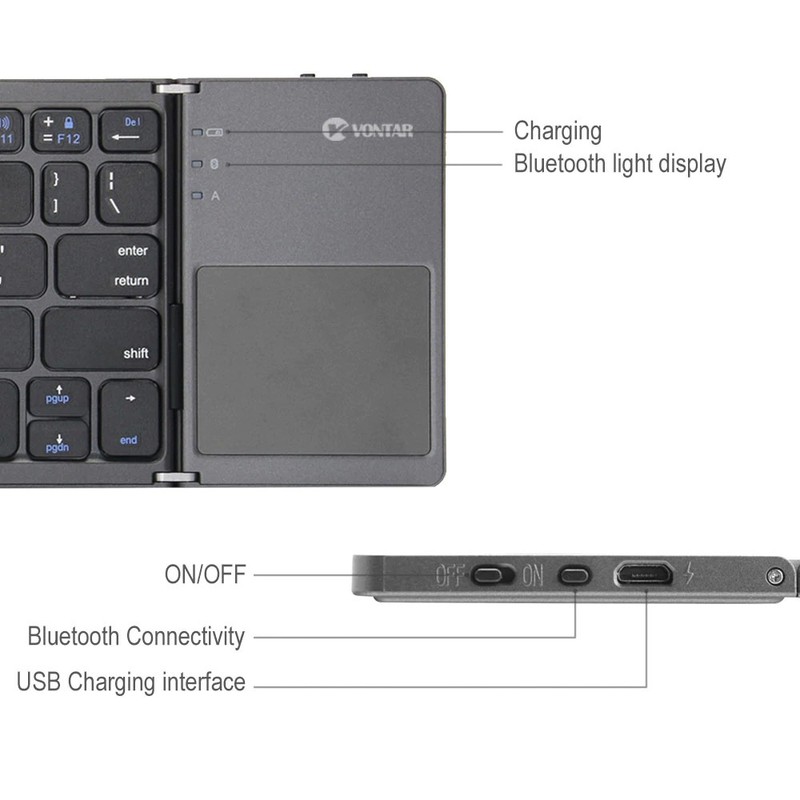 For TCL 60/60R/SE/NxtPaper - Wireless Keyboard Folding Rechargeable Portable gallery