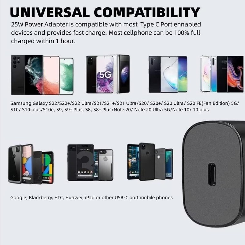 25w Type USB-C Super Fast Wall Charger+6FT Cable For Samsung Galaxy S20 S21 5G gallery