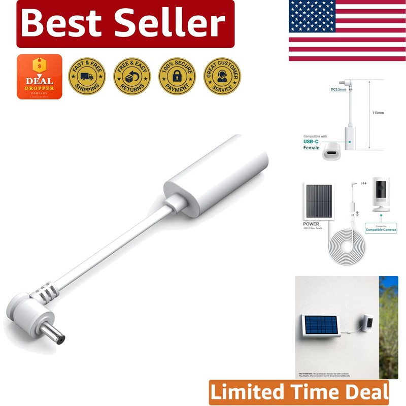 USB-C to Barrel Plug Adapter for Ring Security Cameras – Lightweight & Compact