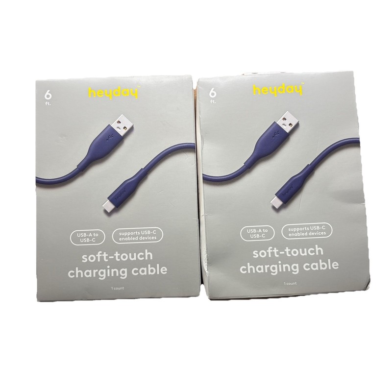 Heyday 6′ USB-A to USB-C Silicone Charging Cable Dusk Color New