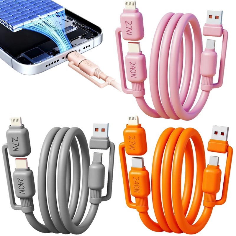 240W 4 in1 Multi USB Charging Cable Fast Charger Cord For iPhone/Samsung/Type-C gallery