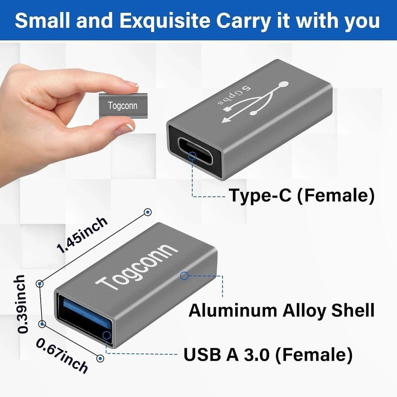 USB to USB C Adapter 2 Pack, Bi-Directional USB Type-C (Female) to USB Type-A (F gallery