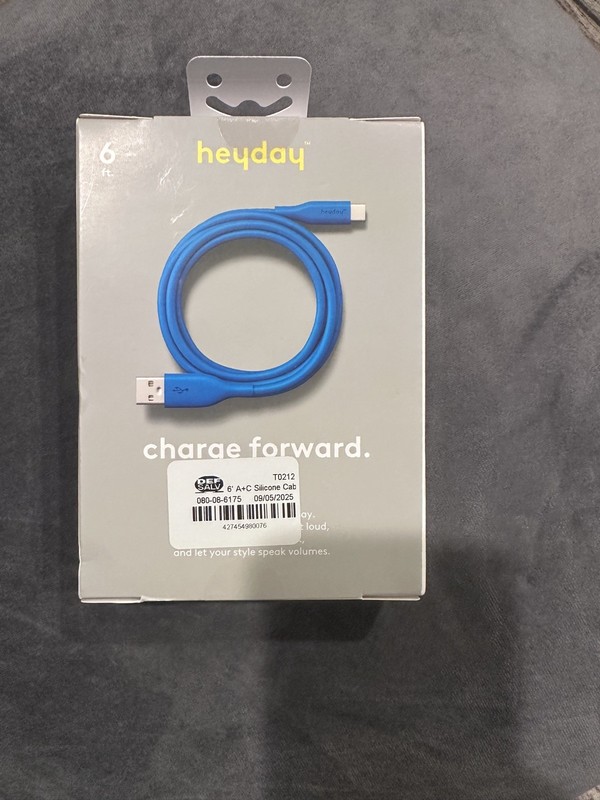Heyday 6 Ft. USB-A To USB-C Soft Touch Charging Cable Turquoise New Sealed Box gallery