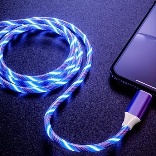 39 Inch Blue Light Up Flowing USB C to USB C PD Fast Charging Cable Cord gallery