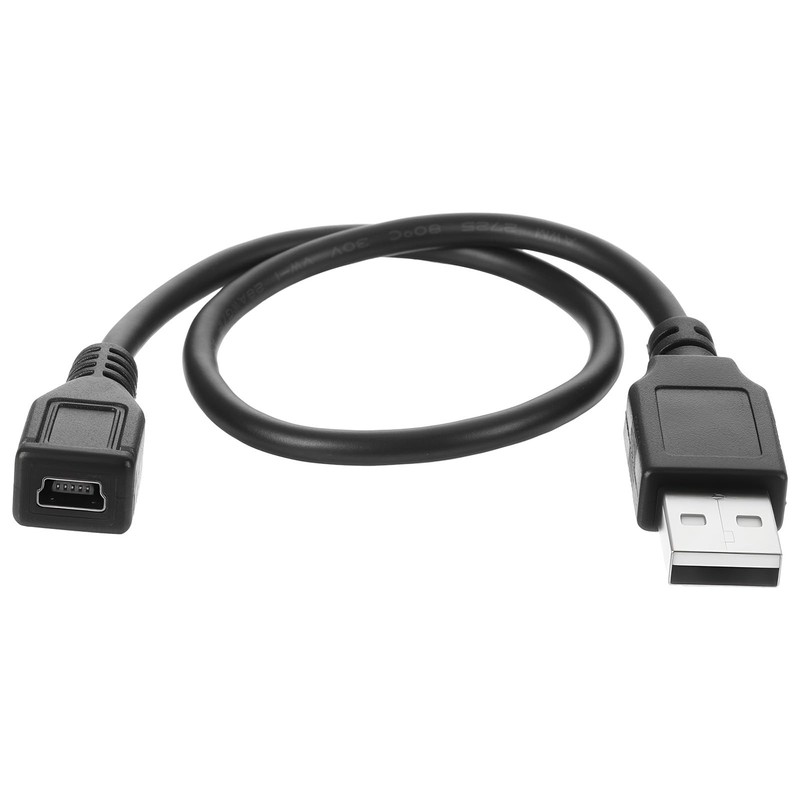 2 Pack 11.4 Inch 5 Pin Mini USB B Female to USB A Male Data Cable Adapter
