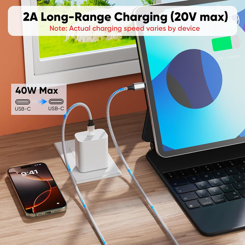 25 ft USB C Cable Extra Long 40W Fast Charging Type C Cord, USBC 2.0 to USB-C Fa gallery