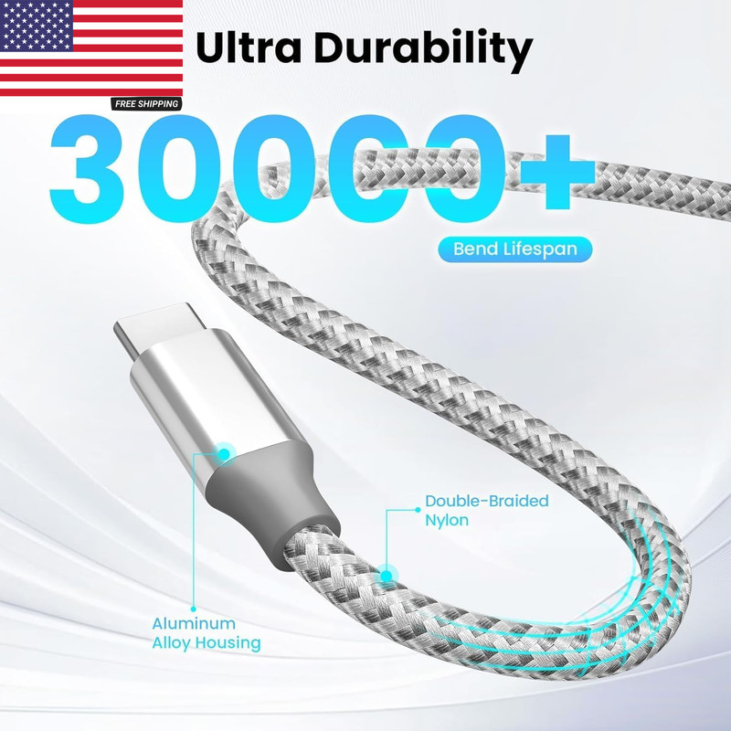 USB C Cable，3 Pack 10FT 60W Fast Charging USB C to USB C Cable, Durable Type C C gallery