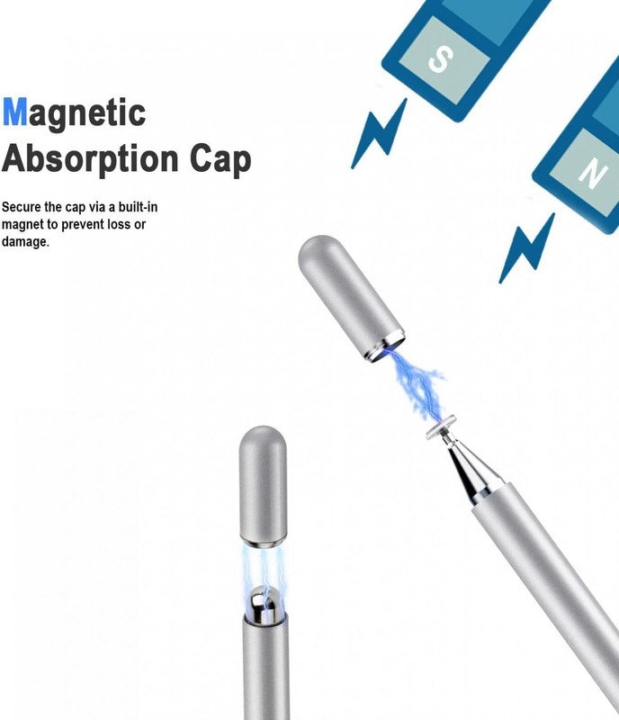 STYLUS TOUCH SCREEN PEN FIBER TIP ALUMINUM LIGHTWEIGHT SILVER COLOR for TABLETS gallery