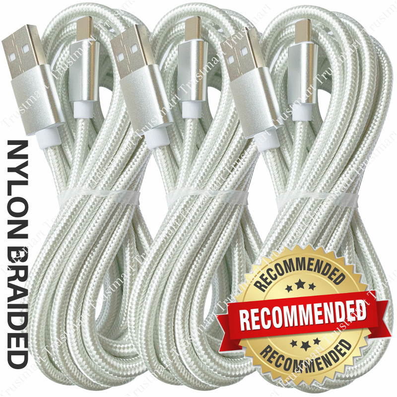 3Pack 10Ft USB Cable Braided Fast Charger Charging Cord For iPhone 12 13 11 XR 8