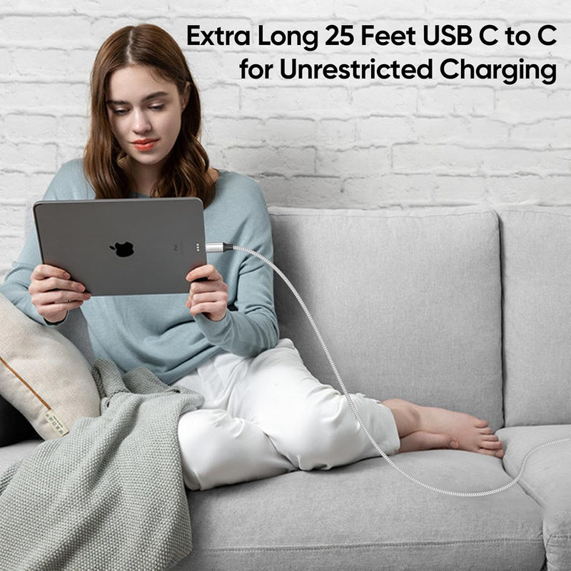 25 ft USB C Cable Extra Long 40W Fast Charging Type C Cord, USBC 2.0 to USB-C Fa gallery
