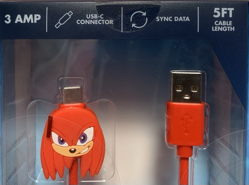 NEW Sonic The Hedgehog KNUCKLES USB-A to USB-C 5ft Charging Cable gallery