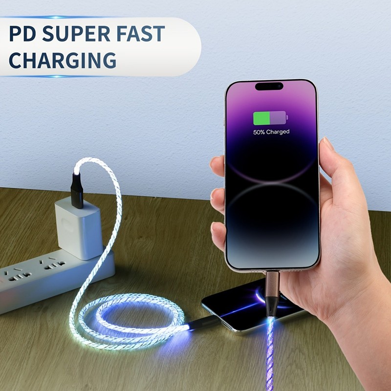 3x Ultra Fast Type-C Fast Charging Cable with RGB High Quality Illuminated Cable gallery