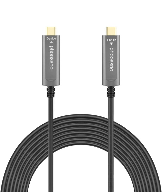 phoossno USB C to C Fiber Optical Cable USB 3.1 Type C Cable 10Gbps 33FT