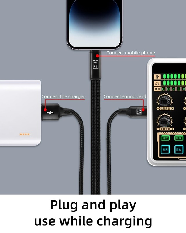USB C OTG Sound Card Cable, 2 in 1 Type C Sound Card Audio Cable for Live Str... gallery