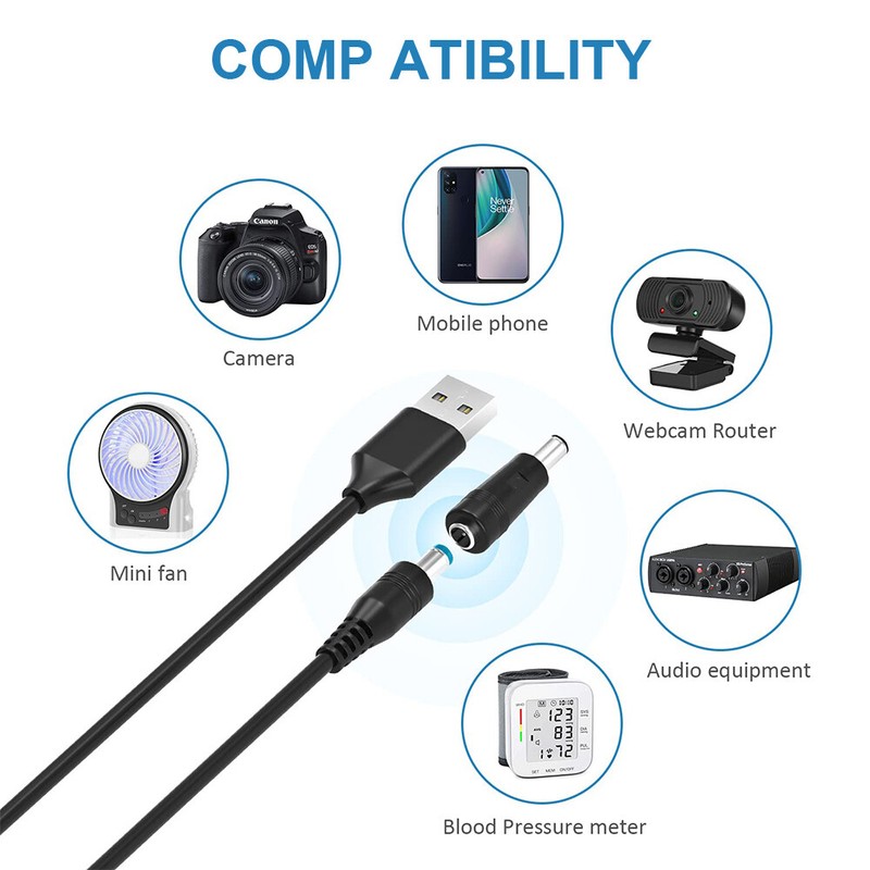 5V Universal DC Power Cable, USB to DC Charging Cord with 13Pcs Adapter Plugs fo gallery