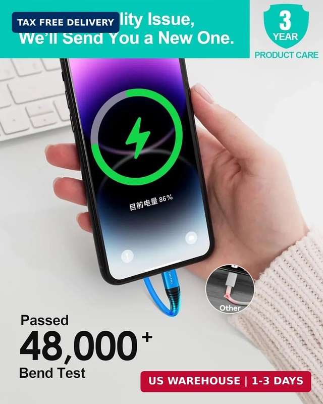6 inch Short USB C Cable,3 Pack Silicone 60W Fast Charging Cord USB C to Type-C gallery