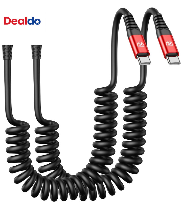 USB C Cable 3Ft 2Pack USB C to USB C Charger Cable for Car, Coiled Type C Fast C gallery