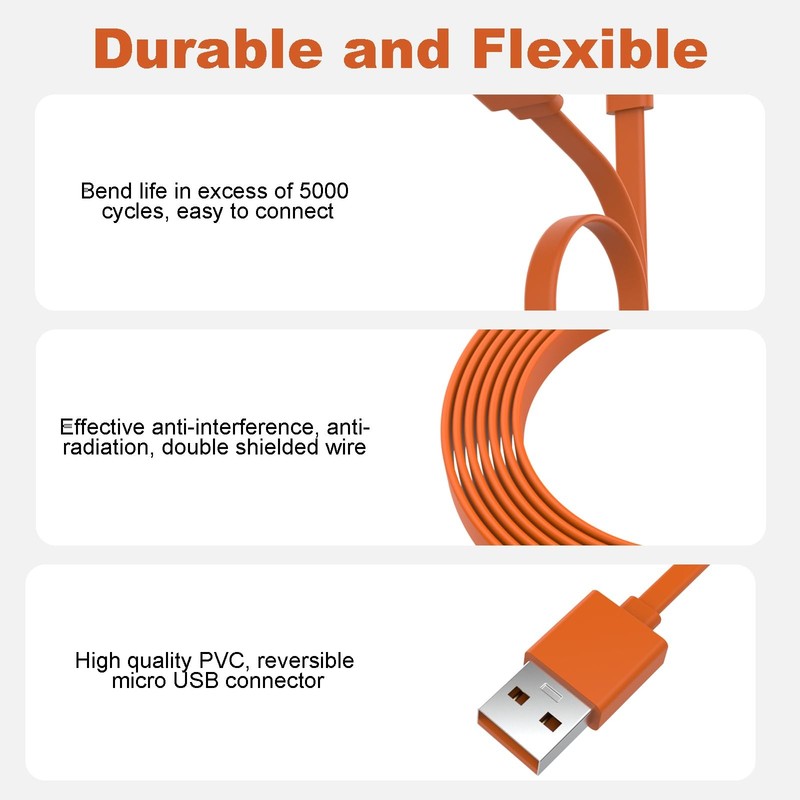 Orange 3.3ft Micro USB Charging Cable with Fitbit Charge 3/2/Flip 4/Pulse 2/F... gallery