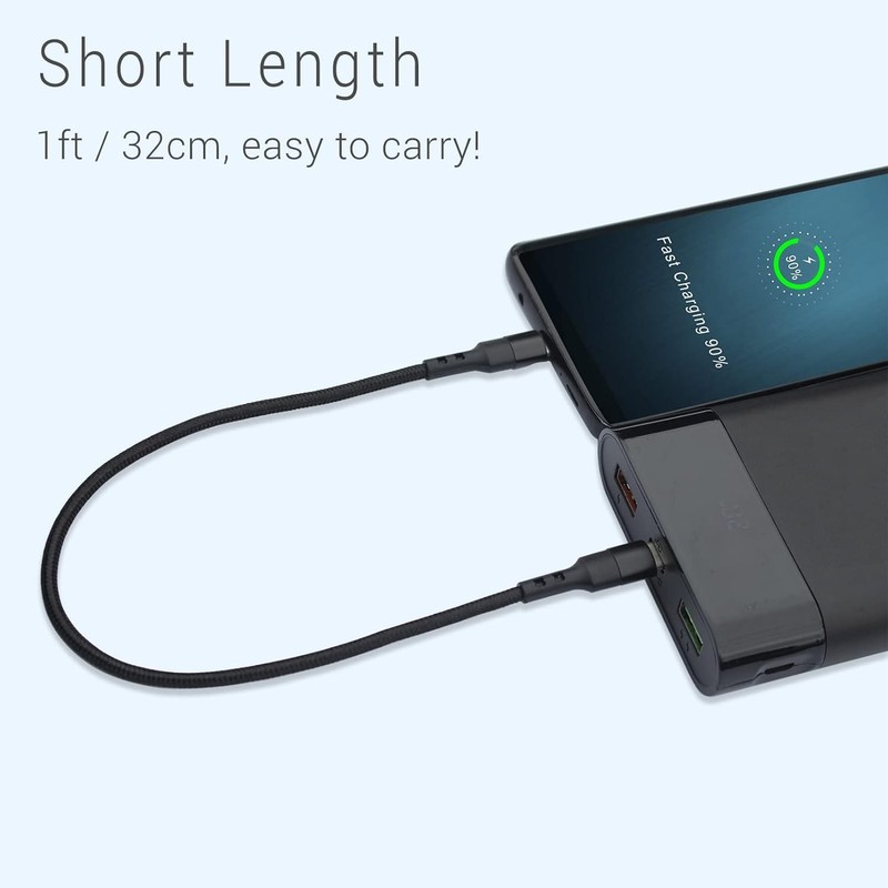 USB-C to USB-C Cable 1FT, 3-Pack, 20V 3A PD Fast Charging for Samsung, Pixel, Ma gallery