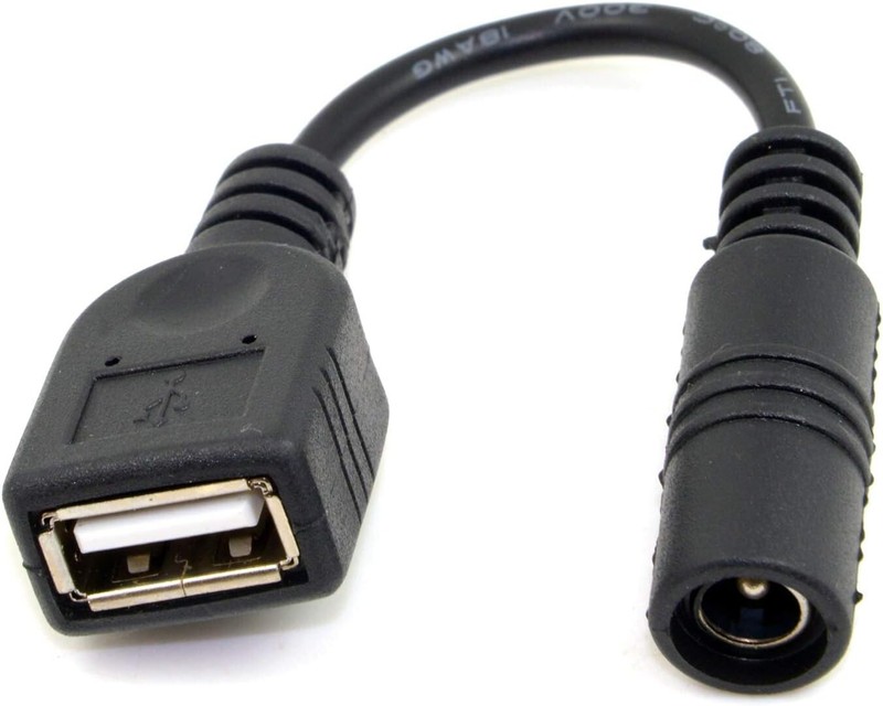 cablecc 5V USB Female to DC Power Jack 5.5 2.1mm Charge Adpter Cable for Cell Ph gallery