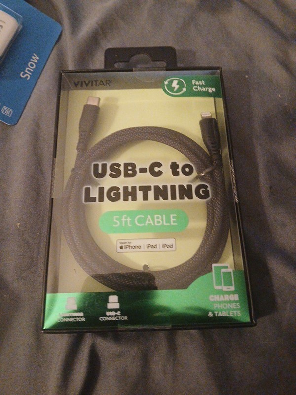 Vivitar 5Ft Black USB-C To Lightning Cable for Apple MFi Certified