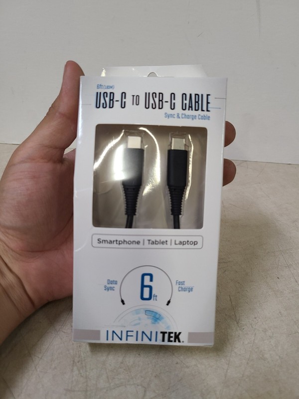 Infinitek 6ft USB-C To USB-C Cable Sync & Charging Black 810016094128