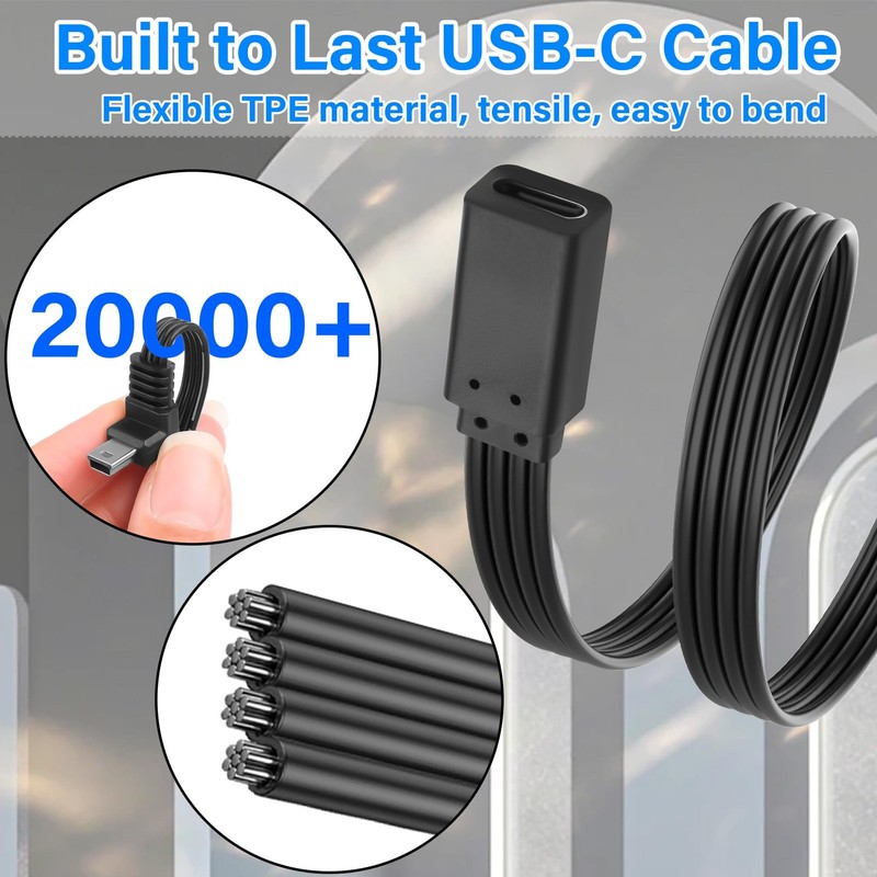 Short Type C to Mini USB Flat Cable Charging Sync Data Cord 90-Degree Mini 5... gallery