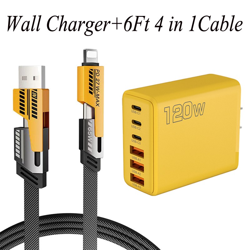 120W USB C Charger Fast Charging US Plug Wall Charger Adapter For iPhone Samsung