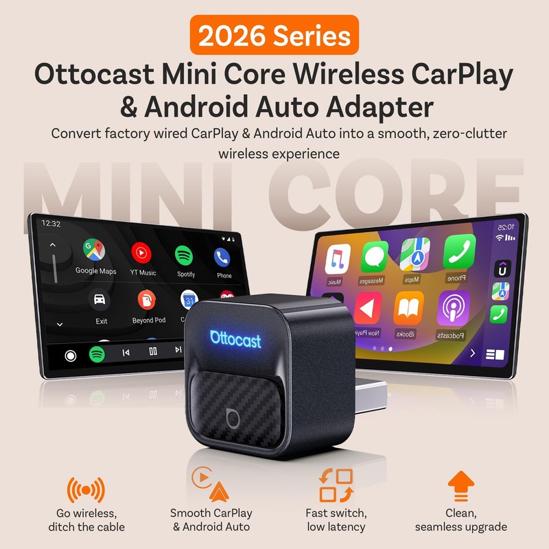 Mini Core 2026, 2in1 Wireless CarPlay Adapter & Android Auto Adapter – AutoSw... gallery