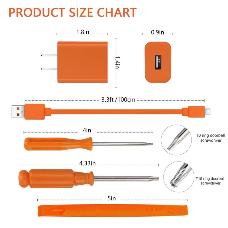 Charger Charging Cable for Ring Enabled Video Doorbell (Released in 2020) 2/3... gallery
