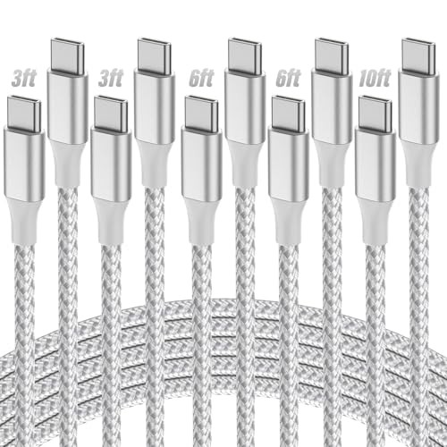 USB C to USB C Cable 5-Pack 3/3/6/6/10FT 60W Nylon Braided Fast Charging Cord fo gallery