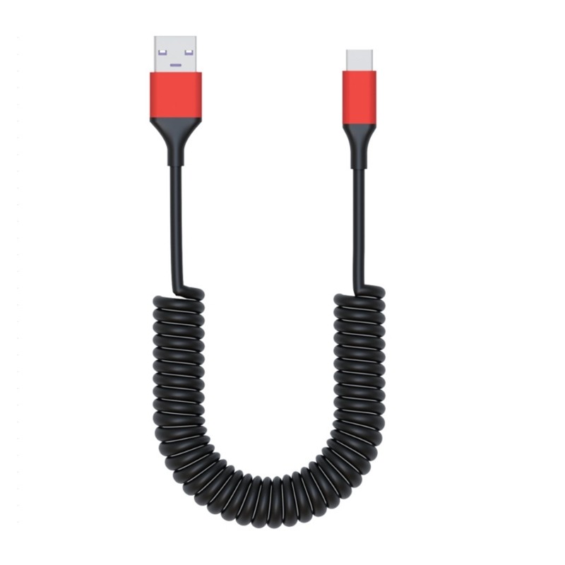 Coiled Type C Data Cable With Quick Charge Function Ideal For Travel Office And