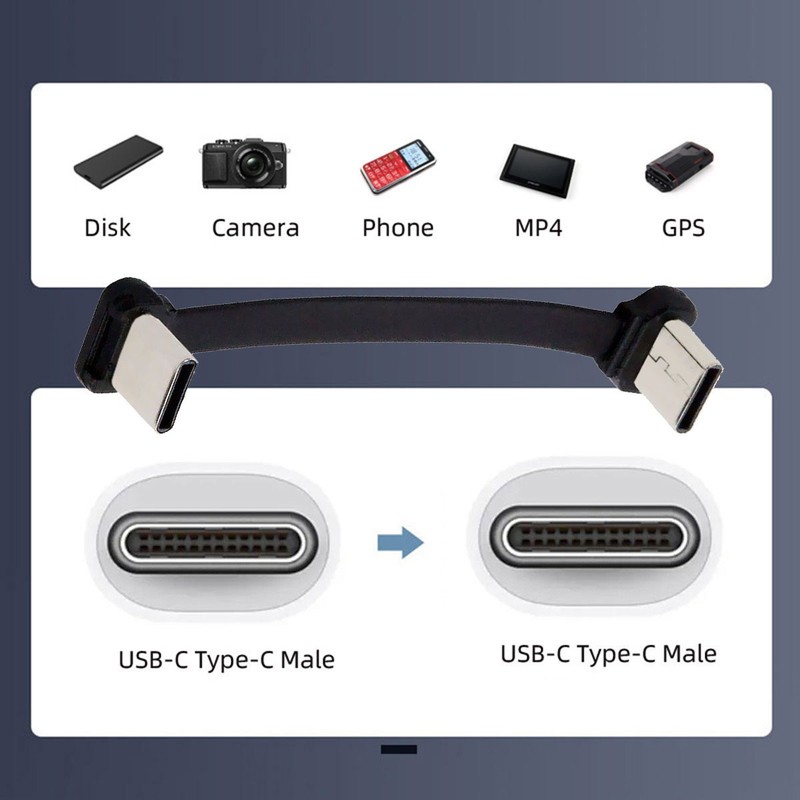 USB-C Type C to USB-C USB2.0 Data Cable Angled Connector 65W Fast Charge gallery
