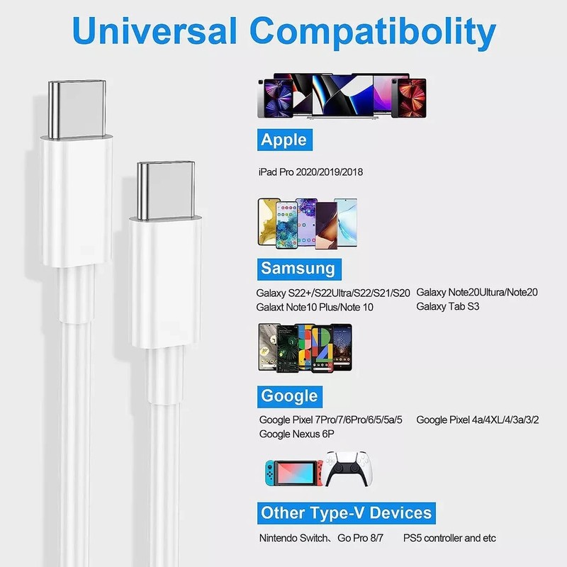 New OEM USB-C to USB-C Cable Fast Charge Cord For iPhone16/15/Plus/ProMax/iPad. gallery