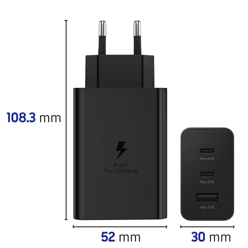 65W Ultra Fast Charger 3 Ports With 1m/2m Cable Type-C for Samsung Galaxy S26 gallery