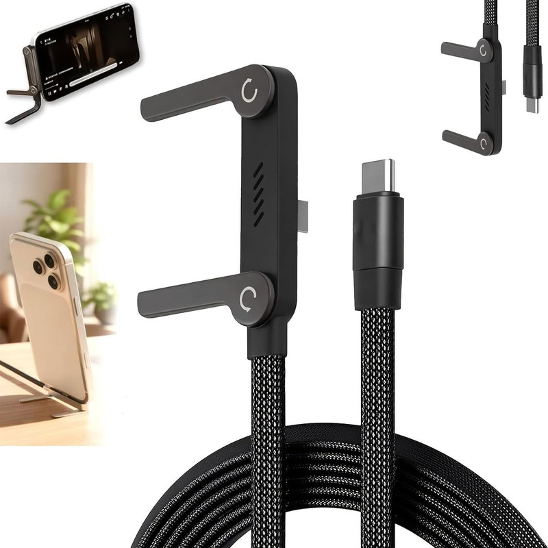 Antusckon Invisible Holder Charger Cable with Stand, 240w Super Fast black