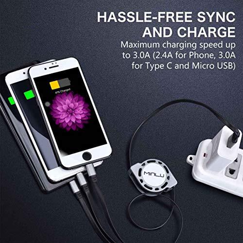 Multi Charging Cable 4ft 3 in 1 Retractable USB Cable Fast Charger Cord gallery