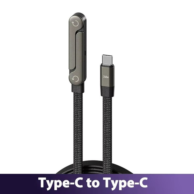 65W Fast Charging Cable Phone Stand 90 Degree Gaming Elbow Braided Cord Mount