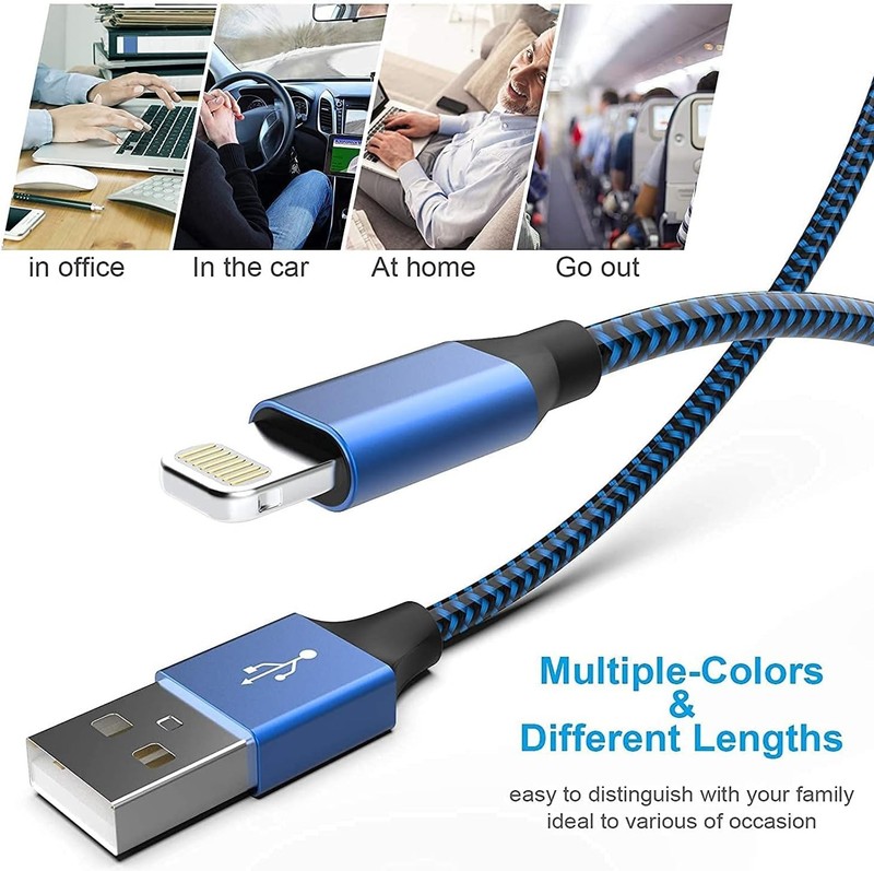[Apple MFi Certified] 6Pack 3/3/6/6/6/10 FT iPhone Charger Nylon Braided Fast Ch gallery
