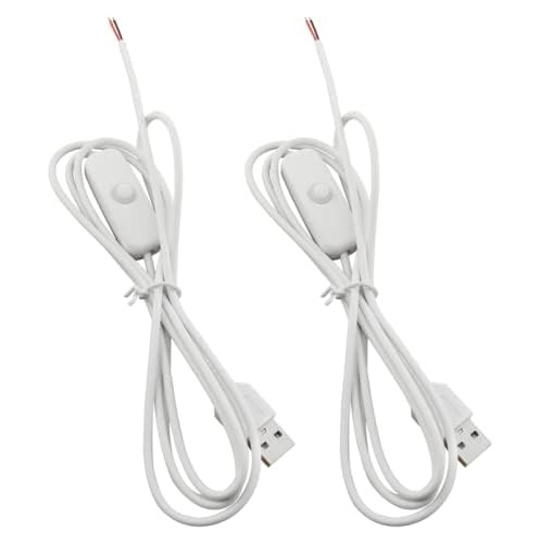 2 PCS 1.5m USB Cable with ON/Off Switch Male to DC 2-Pin Wire Power Cord gallery