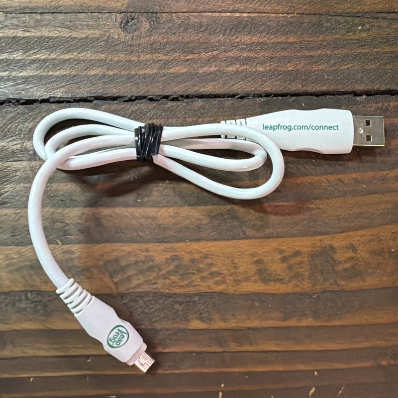 USB charging and data sync cable for LeapFrog devices.