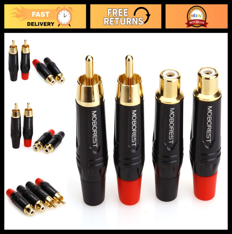 RCA to Speaker Wire Adapter - Male Female Audio Phono Gold Plated Connector Cabl