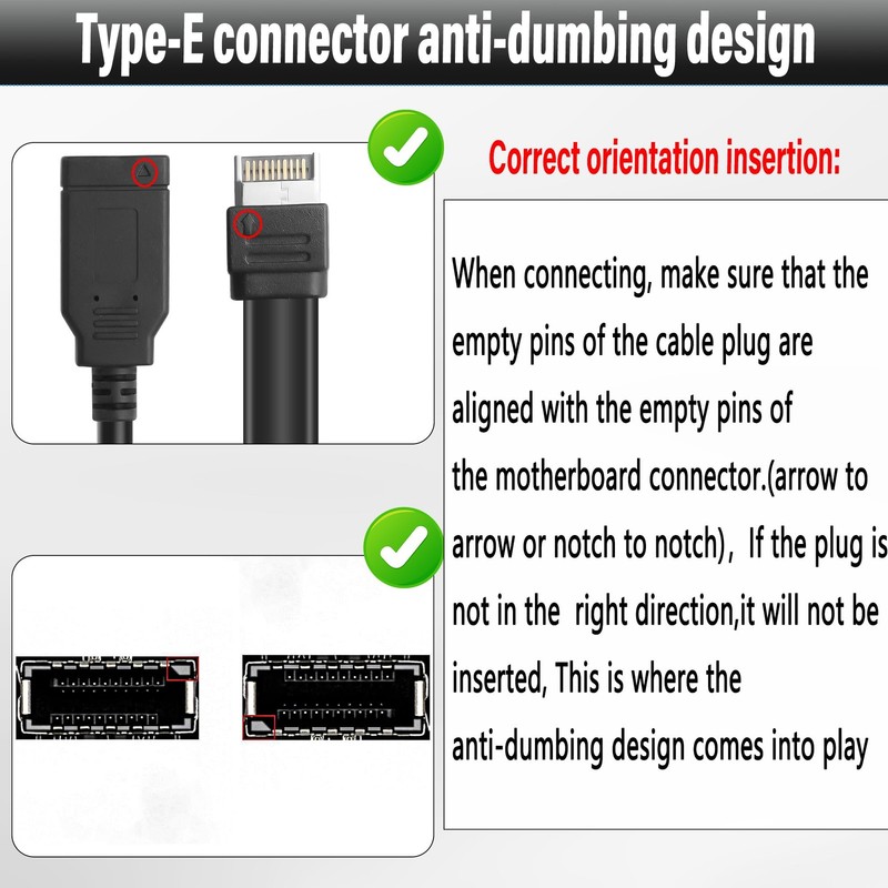 Type E To USB-A Adapter Cable Female To USB 2.0 Motherboard Extension 1.4FT gallery