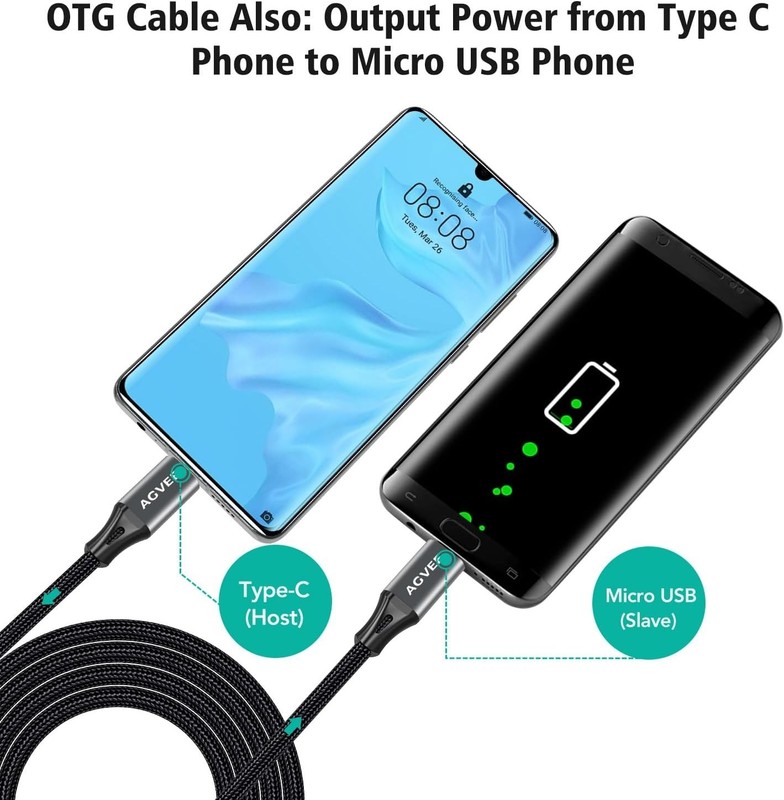 2-Pack 6.6ft USB-C to Micro USB Cables with Gold Plated Tips & Fast Sync gallery
