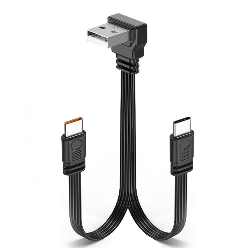 66W Short Dual USB C Splitter Cable, 90° Down Angle USB to 2 Type-C Charging …