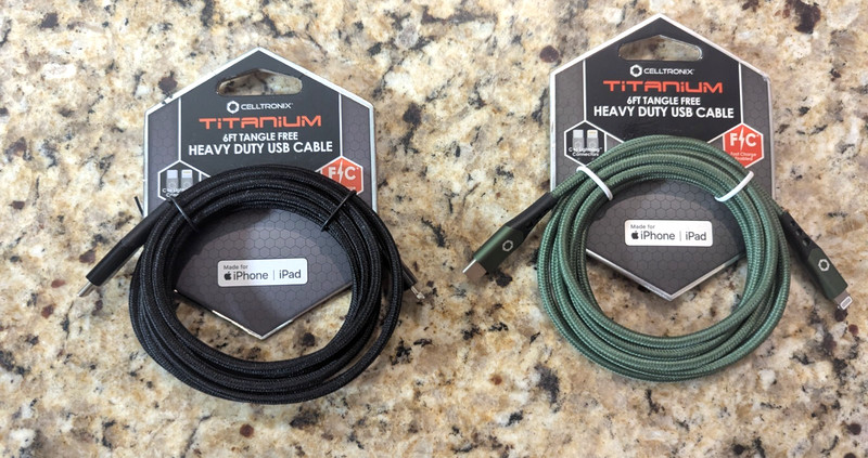 Celltronix 6 ft 8 Pin iPhone Compatible USB-C Charging Cable Black Green 2pk