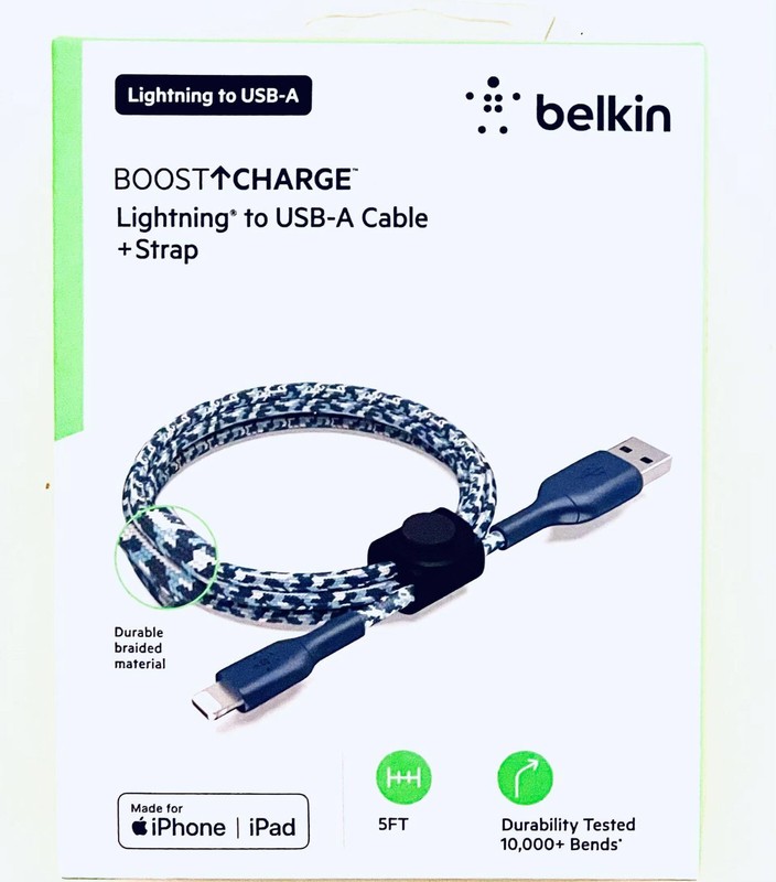 Belkin Boost Charge 5ft Lightng/USB-A Cable & Strap Apple iPhone – MFi-Certified